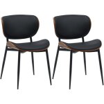 Lot de 2 chaises visiteurs enid recouvertes de similicuir ou de tissu noyer / noir similicuir
