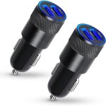 Lot de 2 chargeurs de voiture, 3, 4 a, charge rapide, double port usb, adaptateur allume - cigare pour ...