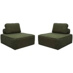 Lot de 2 chauffeuses pour canap� modulable tissu bouclette kaki 1 place bao. l 90 x p 90 x h 74cm