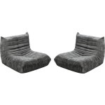 Lot de 2 chauffeuses pour canap� modulables en tissu textur�  velasca  - gris