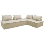 Lot de 2 chauffeuses dao 2 places pour canapé modulable tissu capitonné beige Lot de 2 chauffeuses dao 2 places pour canapé modulable tissu capitonné beige