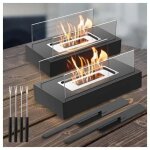 Lot de 2 chemin�es � �thanol pour table int�rieur et ext�rieur jardin salon f�te m�tal noir