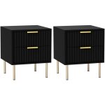 Homcom - chevet x 1 design contemporain 2 tiroirs effet cannel coloris champagne dor noir