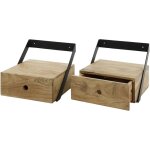Lot de 2 chevets suspendus 1 tiroir 30x30x20 cm en acacia et m�tal