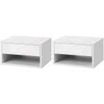 Homcom - lot de 2 chevets tables de nuit murales - tiroir coulissant, niche, plateau - dim. 37l x 32l ...