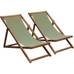 Oviala - lot de 2 chiliennes en acacia fsc inclinables 3 positions vert kaki Oviala - lot de 2 chiliennes en acacia fsc inclinables 3 positions vert kaki