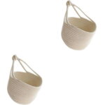 Lot de 2 cintres pour panier � v�tements suspendus en tissu blanc