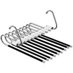 Lot de 2 cintres pour pantalons, en acier inoxydable, antidrapants, pliables, multifonctionnels, peu ...