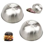 Lot de 2 cloche plancha, cloche cuisson burger avec poign�e, cloches � hamburger en acier inoxydable, ...