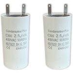 Lot de 2 ? condensateurs 2, 5 f ? gamme c + professionnelle ?  cosses faston 2, 8 mm ? pour moteurs ...