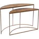 Lot de 2 console demi - lune 120 et 100 cm en manguier et mtal - nene