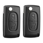 Lot de 2 coques de cl� 2 boutons compatibles avec la cl� pliable ce0536, adapt�es aux mod�les peugeot ...