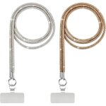 Lot de 2 cordon t�l�phone portable universelle, tour de cou telephone avec strass � paillettes, brillante ...