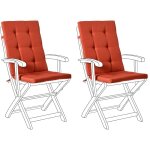 Beliani - lot de 2 coussins d'assise et de dossier pour chaises d'extérieur avec attaches polyester rouge ... Beliani - lot de 2 coussins d'assise et de dossier pour chaises d'extérieur avec attaches polyester rouge ...