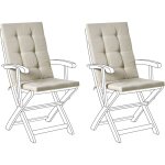 Beliani - lot de 2 coussins d'assise et de dossier pour chaises d'extérieur avec attaches polyester taupe ... Beliani - lot de 2 coussins d'assise et de dossier pour chaises d'extérieur avec attaches polyester taupe ...