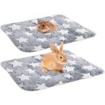 Lot de 2 coussins moelleux pour hamsters, lapins, cochons d'inde et chinchillas ? 34 x 28 cm, gris