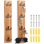 Lot de 2 crochets muraux en bois ? porte - cl�s polyvalent, accessoire salle de bain