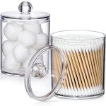 Lot de 2 distributeurs en acrylique, petits pots d'apothicaire en plastique transparent, accessoires ...