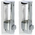 Lot de 2 distributeurs de savon muraux rechargeables pour gel douche et shampooing (chrome)