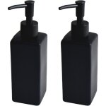 Lot de 2 distributeurs de savon en verre - 350 ml - noir mat - surface en cramique avec design rtro ...