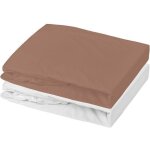 Lot 2 draps - housses extensibles coton pour lit b�b� marron brun 70x140x17 cm