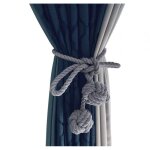 Lot de 2 embrasses de rideaux en corde tress�e avec boules, style rustique, chic et d�coratif pour salon, ...