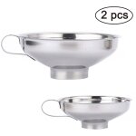 Lot de 2 entonnoirs inox grand + petit pour liquides, huiles, poudres, haricots, confitures et rcipients ...