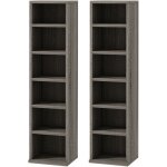 Lot de 2 tagres colonnes armoire de rangement cd - dvd 12 compartiments 21 x 22, 5 x 88, 5 cm capacit ...
