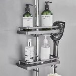 Lot de 2 Étagère douche salle de bain rangement douche sans percage avec porte savon crochets et porte ... Lot de 2 Étagère douche salle de bain rangement douche sans percage avec porte savon crochets et porte ...