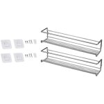 Lot de 2 �tag�res � �pices sans per�age en m�tal pour cuisine, rangement mural pour �pices et condiments, ...