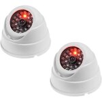 Lot de 2 fausses camras de surveillance dme avec led clignotantes pour la scurit de la maison, blanches ...