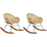 Lot de 2 fauteuils � bascule boho r�sistance moyennes intemp�ries pour int�rieur ext�rieur rotin naturel ...