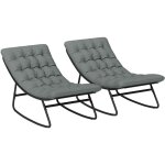 Outsunny - lot de 2 fauteuils à bascule de jardin avec matelas style chesterfield acier noir tissu gris ... Outsunny - lot de 2 fauteuils à bascule de jardin avec matelas style chesterfield acier noir tissu gris ...