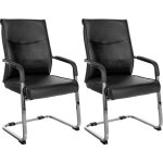 D�coshop26 - lot de 2 fauteuils de bureau chaises visiteur sans roulettes pi�tement luge en m�tal chrom� ...