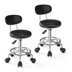 Lot de 2 fauteuils de bureau ergonomiques ? haut r�glable, cuir pu noir & pieds chrom�s 200kg de charge, ...