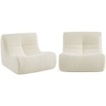Sweeek - lot de 2 fauteuils chauffeuses en bouclette texture blanc style contemporain 1 place