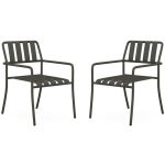 Vente - unique - lot de 2 fauteuils de jardin empilables en mtal - gris anthracite - birmos de mylia ...