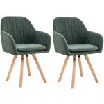 Lot de 2 fauteuils repas en velours cotel vert et naturel - velvet