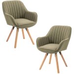 Meubles cosy - lot de 2 fauteuil de salle � manger rotatif scandinave carson en tissu vert