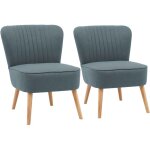 Lot de 2 fauteuils style crapaud en tissu bleu fonc�