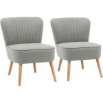 Lot de 2 fauteuils style crapaud en tissu gris clair