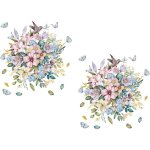 Lot de 2 feuilles de stickers muraux en pvc pour abattant de toilette � motif floral pour d�coration ...