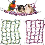 Lot de 2 filets � corde color�s pour oiseaux - hamac suspendu, �chelle et pont pour petits animaux (rats, ...