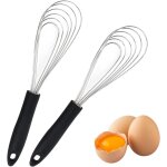 Lot de 2 fouets cuisine de fouets en acier inoxydable et silicone antiadh�sif, 27cm fouet acier inoxydable, ...