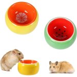 Lot 2 gamelles c�ramique orange pour hamster / h�risson / rats / souris, eau / nourriture