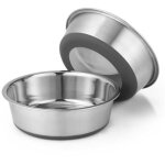 Lot de 2 gamelle chien inox pour chien, fond en caoutchouc antid�rapant, lavable au lave - vaisselle, ...