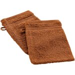 Lot de 2 gants de toilette 15 x 21 cm tendresse caramel