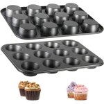 Lot de 2 grands moules antiadh�sifs pour muffins, cupcakes, brownies, g�teaux et puddings, 35, 5 x 26, ...