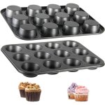 Lot de 2 grands moules  muffins anti - adhsifs pour cupcakes, brownies, gteaux, puddings, 35, 5 x ...