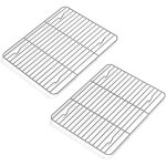 Lot de 2 grilles de cuisson en acier inoxydable, grille de cuisson, grille de refroidissement de cuisson ...